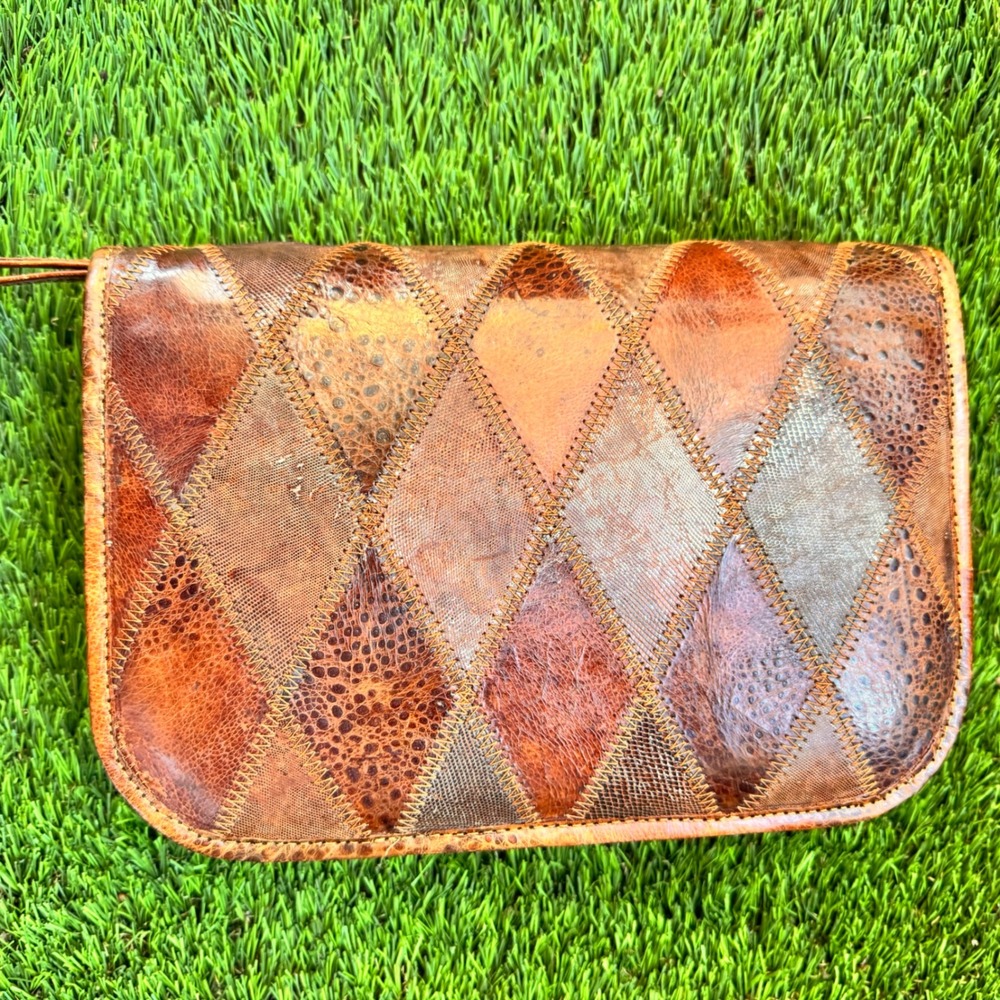Boho Patchwork Leather Clutch - image 4